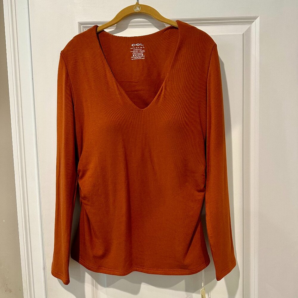 OGL V-Neck Ruched Sides Brami Top - Size XL NWT Autumn Color